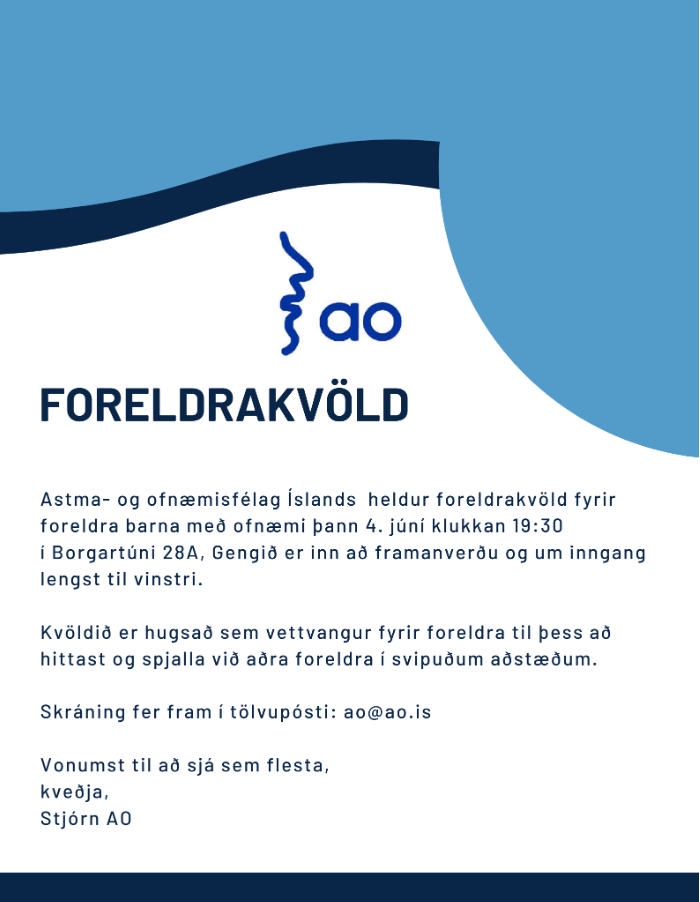 Foreldrakvöld 4. júní 2024 kl. 19:30