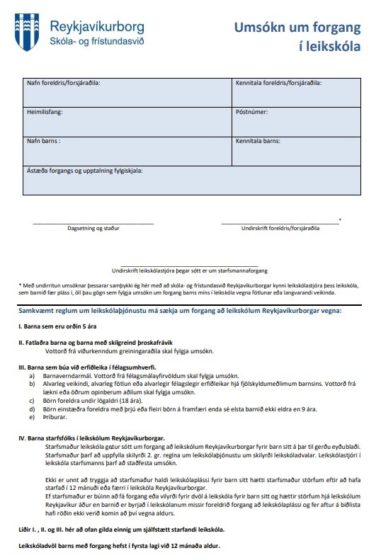 Forgangur í leikskóla vegna bráðaofnæmis