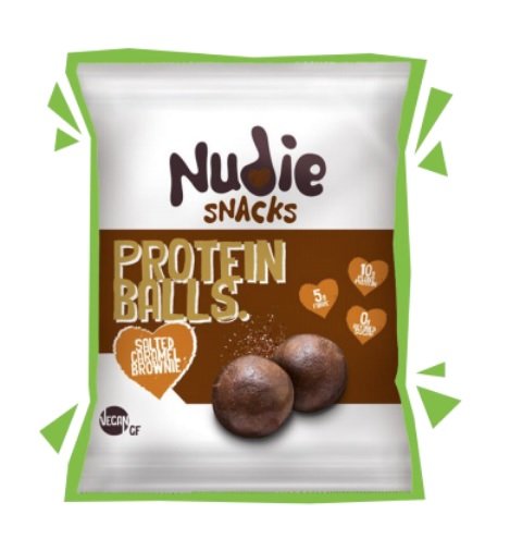 Mjólk í Nudie Snacks Protein Balls – Salted Carmel Brownie