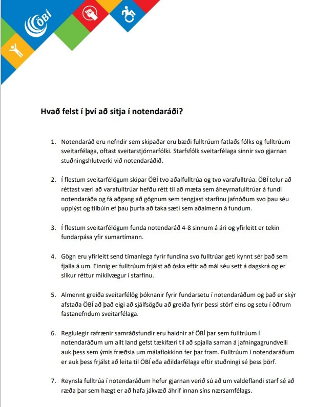 Notendaráð ÖBI vantar fólk í málefnum fatlaðs fólks