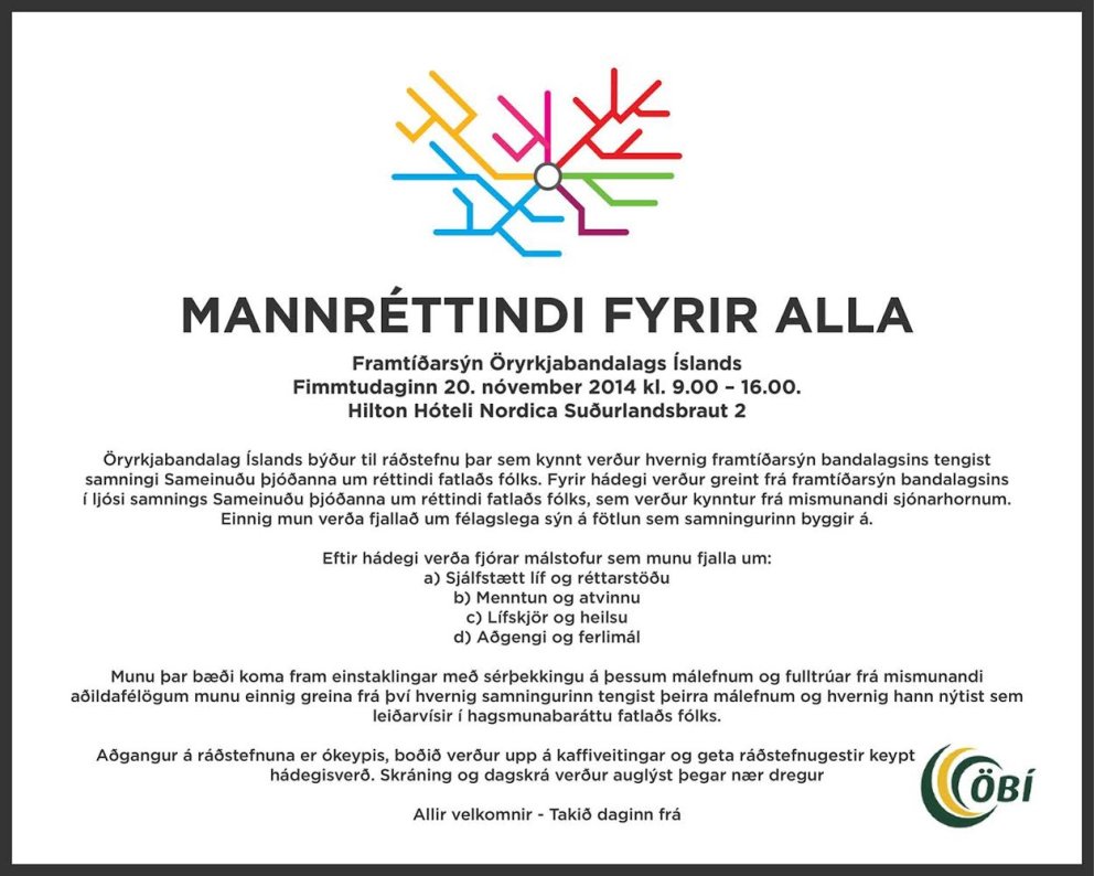 Mannréttindi fyrir alla. Framtíðarsýn Öryrkjabandalags Íslands