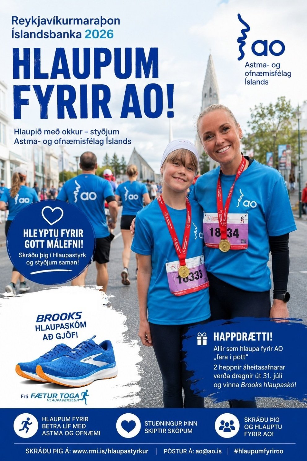 Vertu með og hleyptu fyrir AO í Reykjavíkurmaraþoninu 💙og eigðu möguleika á Brooks hlaupaskóm