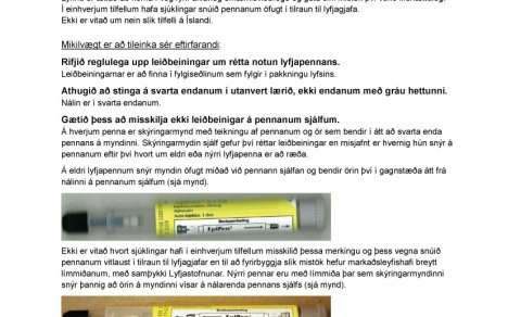 EpiPen. Öryggisupplýsingar frá Vistor